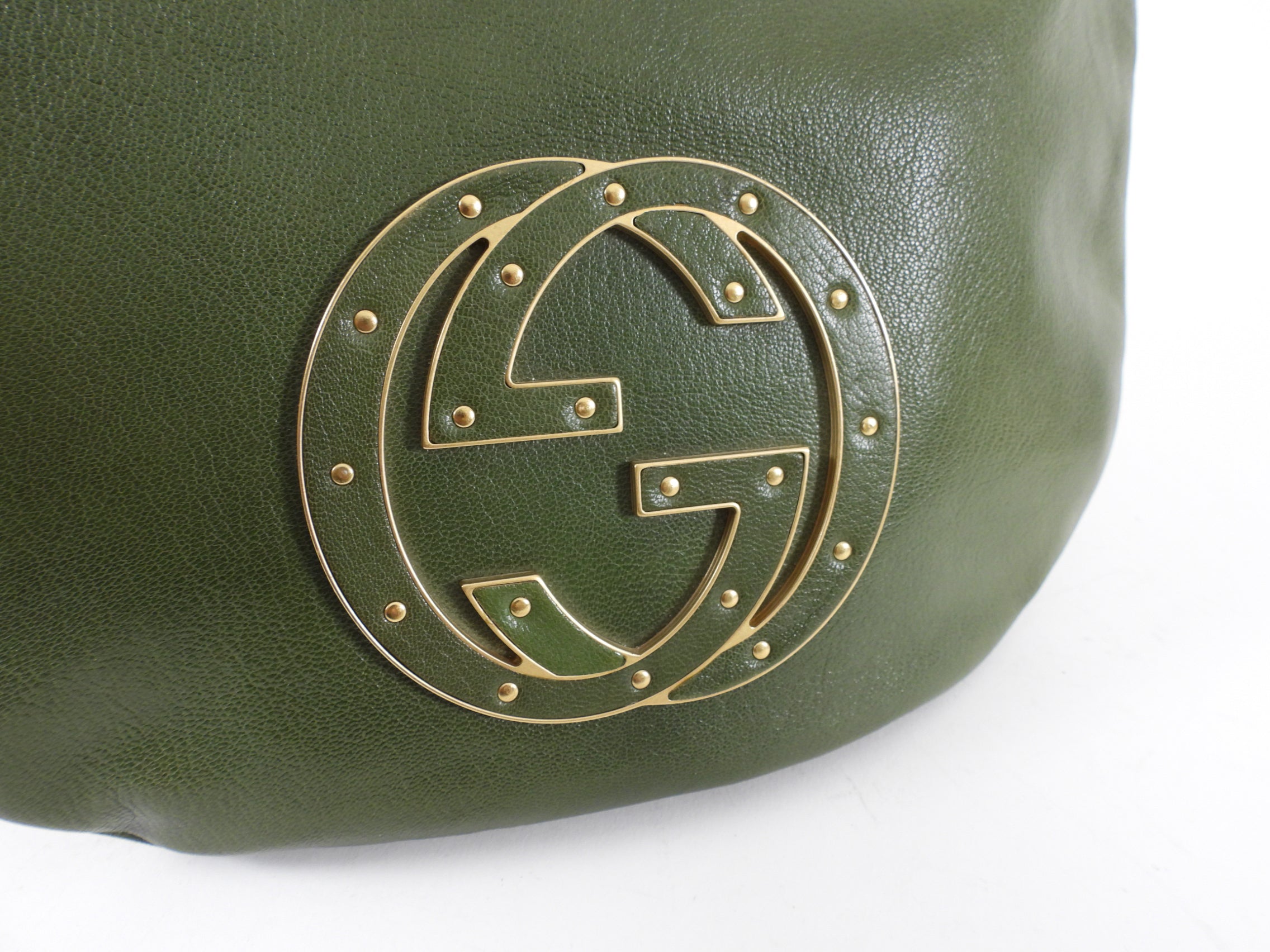 Gucci Green Small Blondie GG Logo Leather Hobo Bag