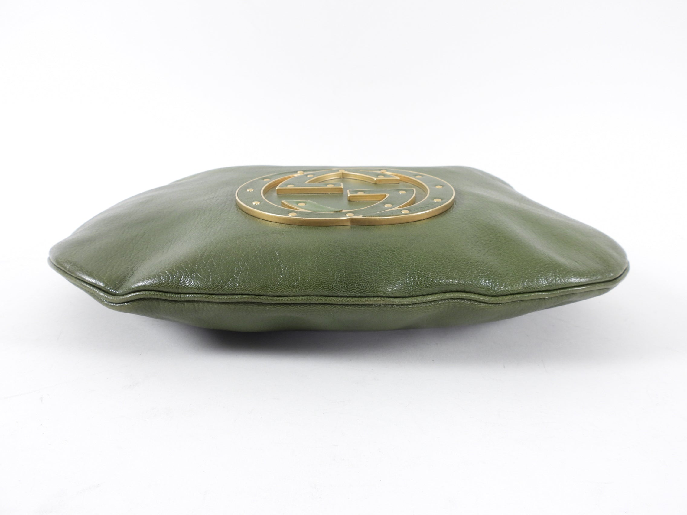 Gucci Green Small Blondie GG Logo Leather Hobo Bag