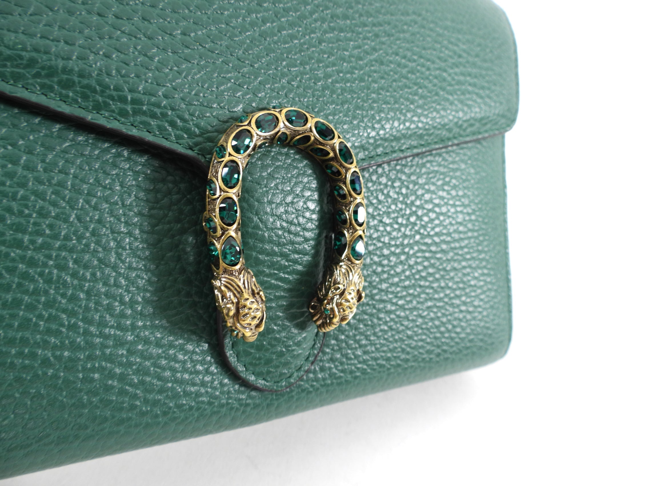 Gucci Green Dionysus Strass Wallet on Chain Crossbody Bag
