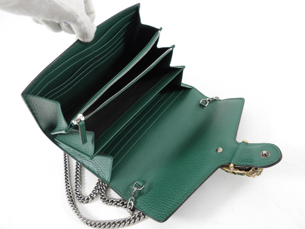 Gucci Green Dionysus Strass Wallet on Chain Crossbody Bag