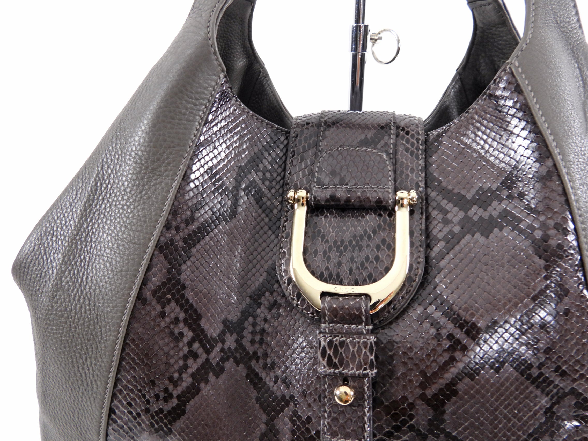 Gucci Grey Greenwich Python Hobo Bag