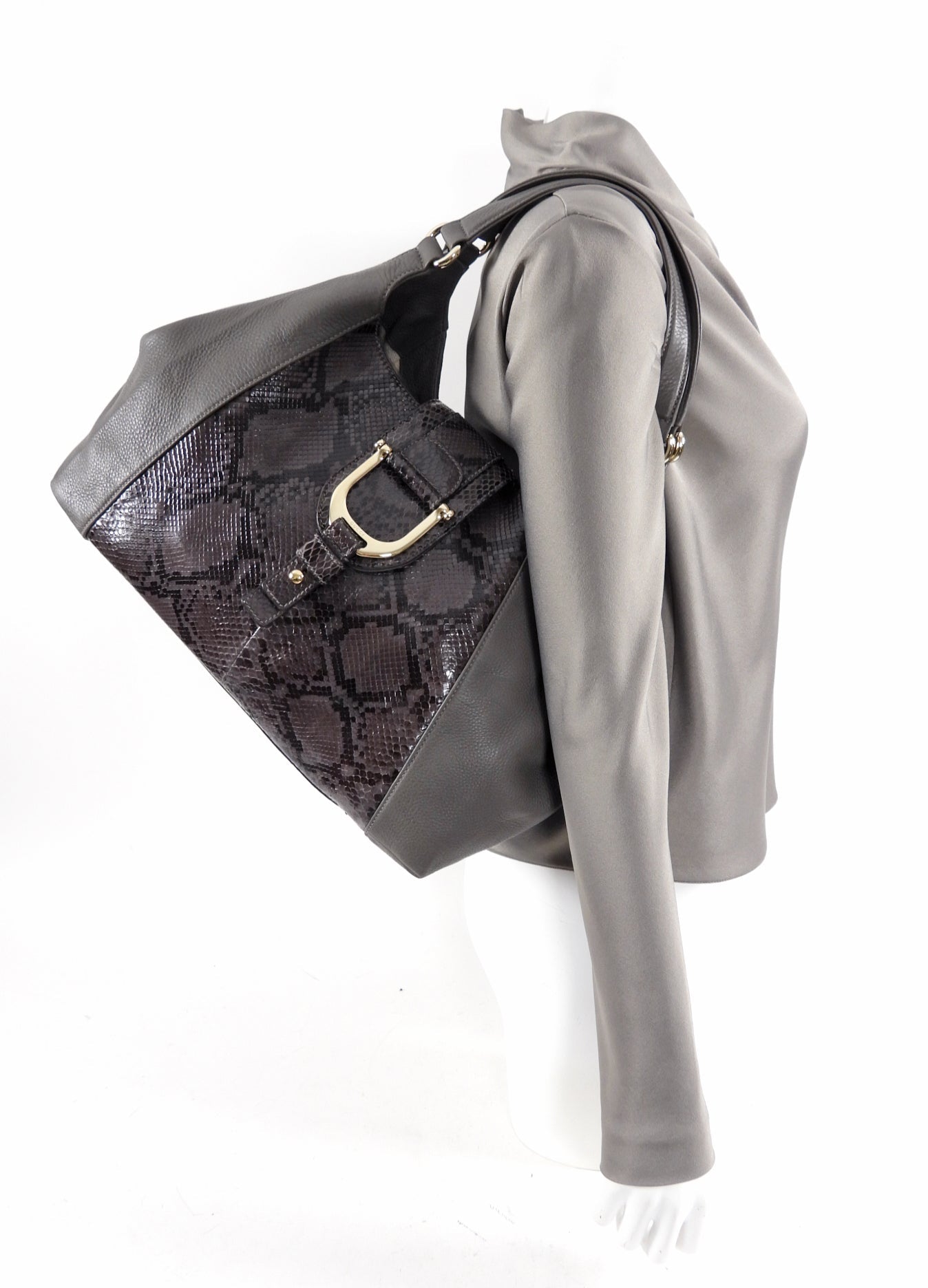 Gucci Grey Greenwich Python Hobo Bag