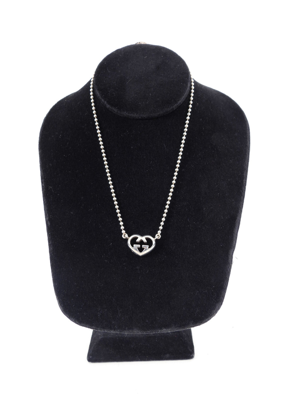 Gucci Puff Heart GG Logo Pendant Necklace
