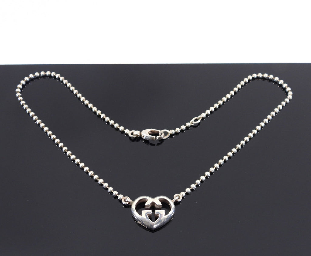 Gucci Puff Heart GG Logo Pendant Necklace