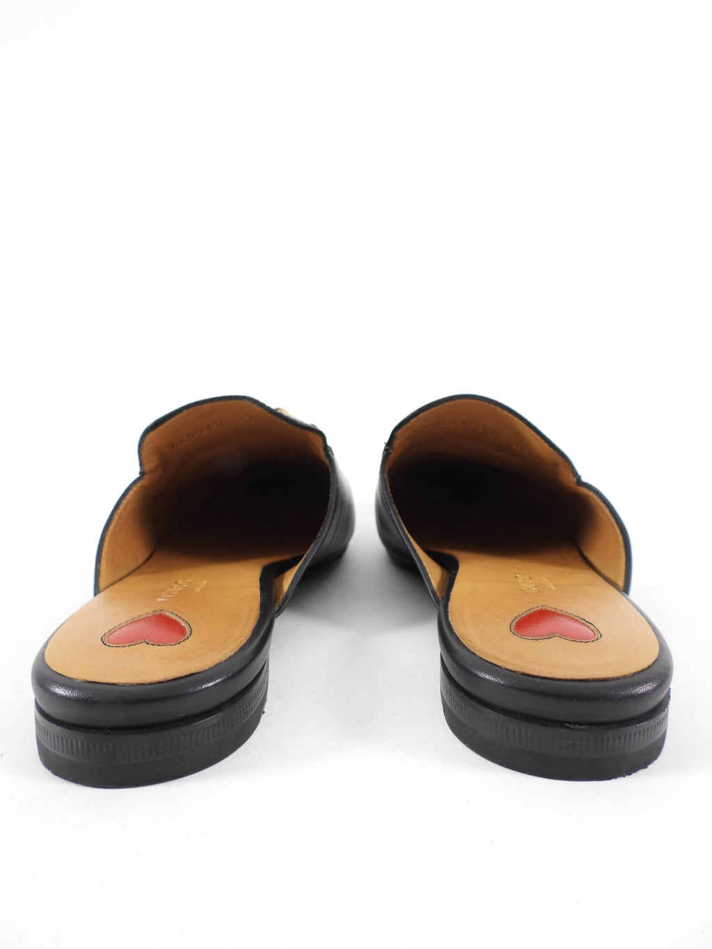 Gucci Black Horsebit Slippers with Rose Embroidery - USA 6