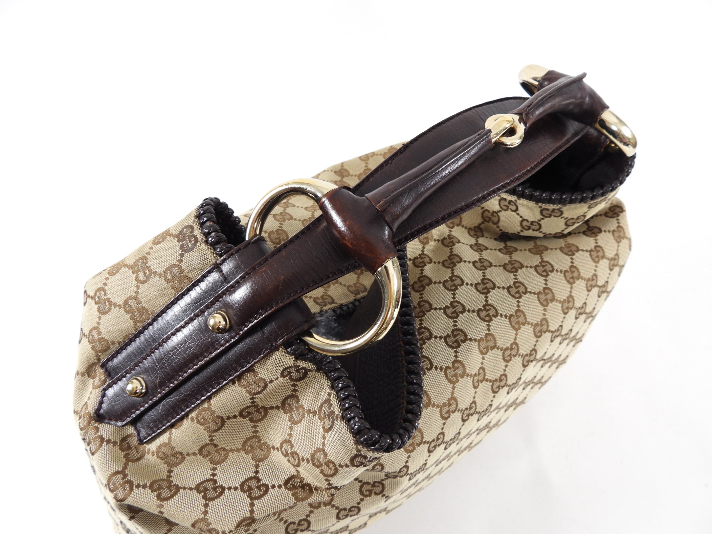 Gucci Monogram Canvas Horsebit Hobo XL Bag