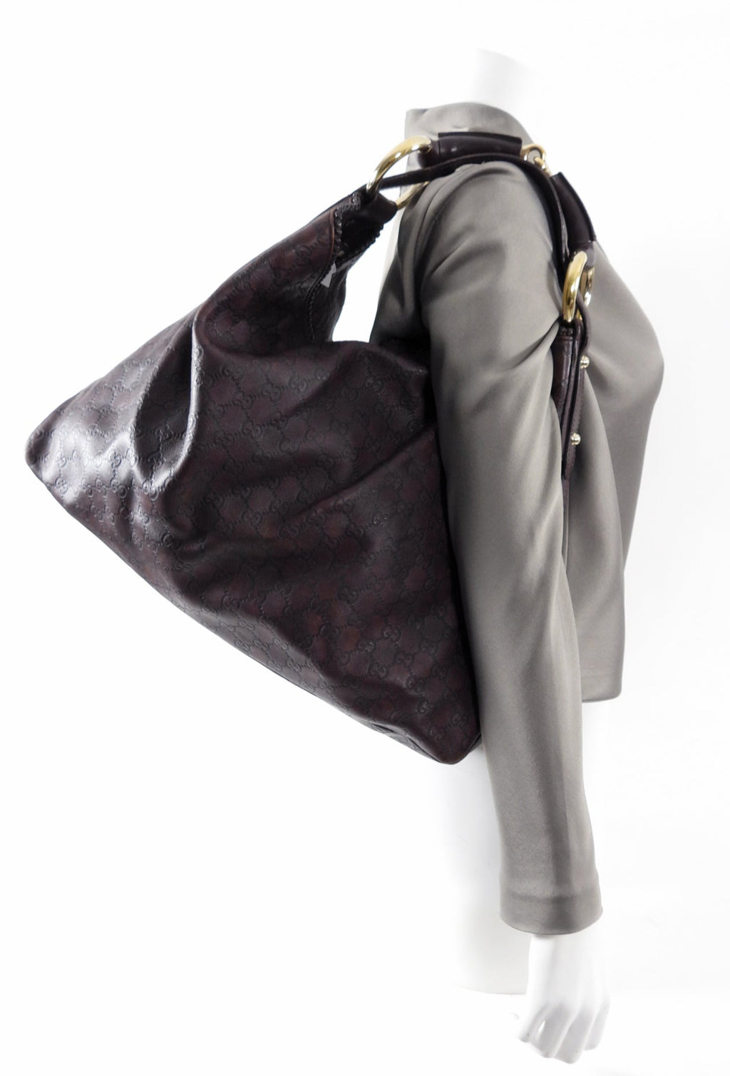 Gucci Guccissima Large Leather Horsebit Hobo Bag