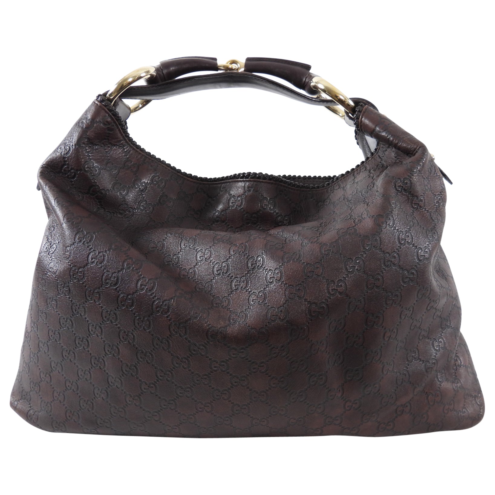 Gucci Guccissima Large Leather Horsebit Hobo Bag