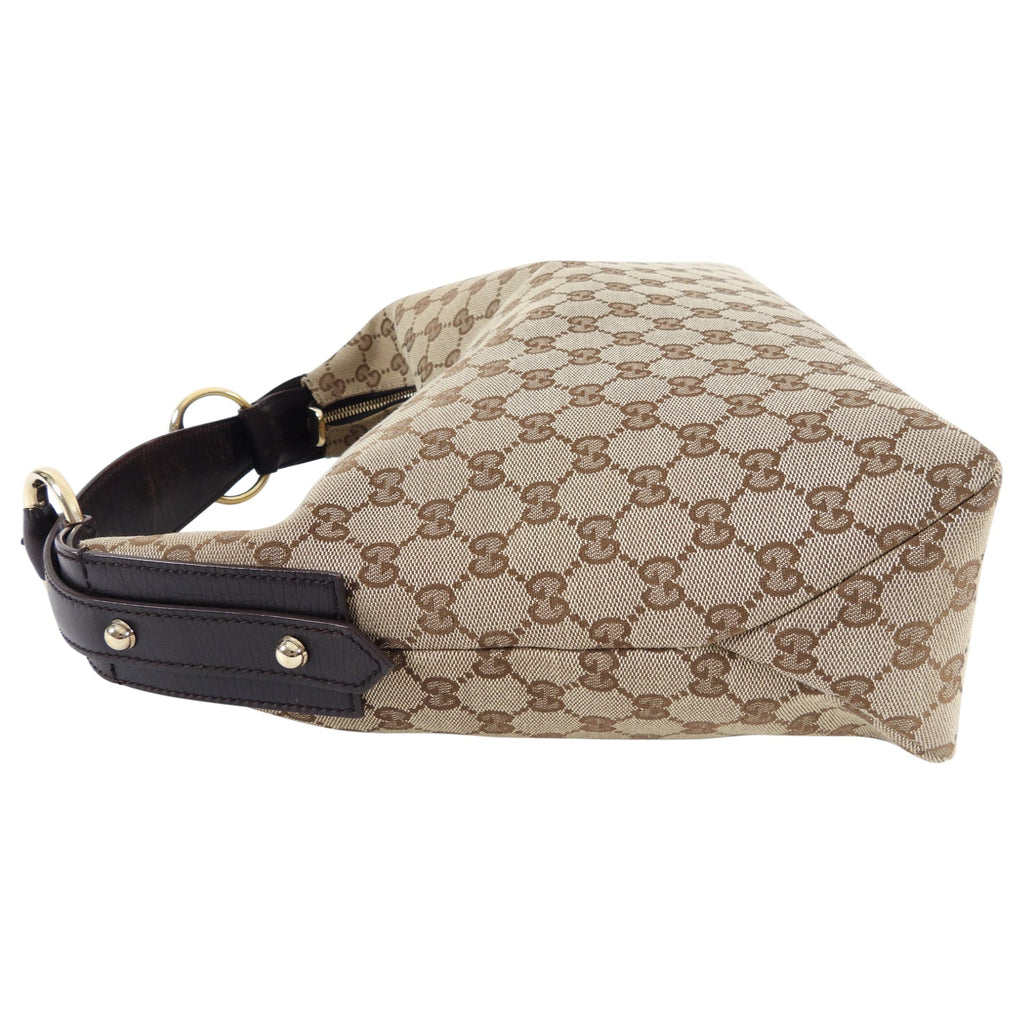 Gucci Brown Monogram Horsebit Medium Hobo Bag