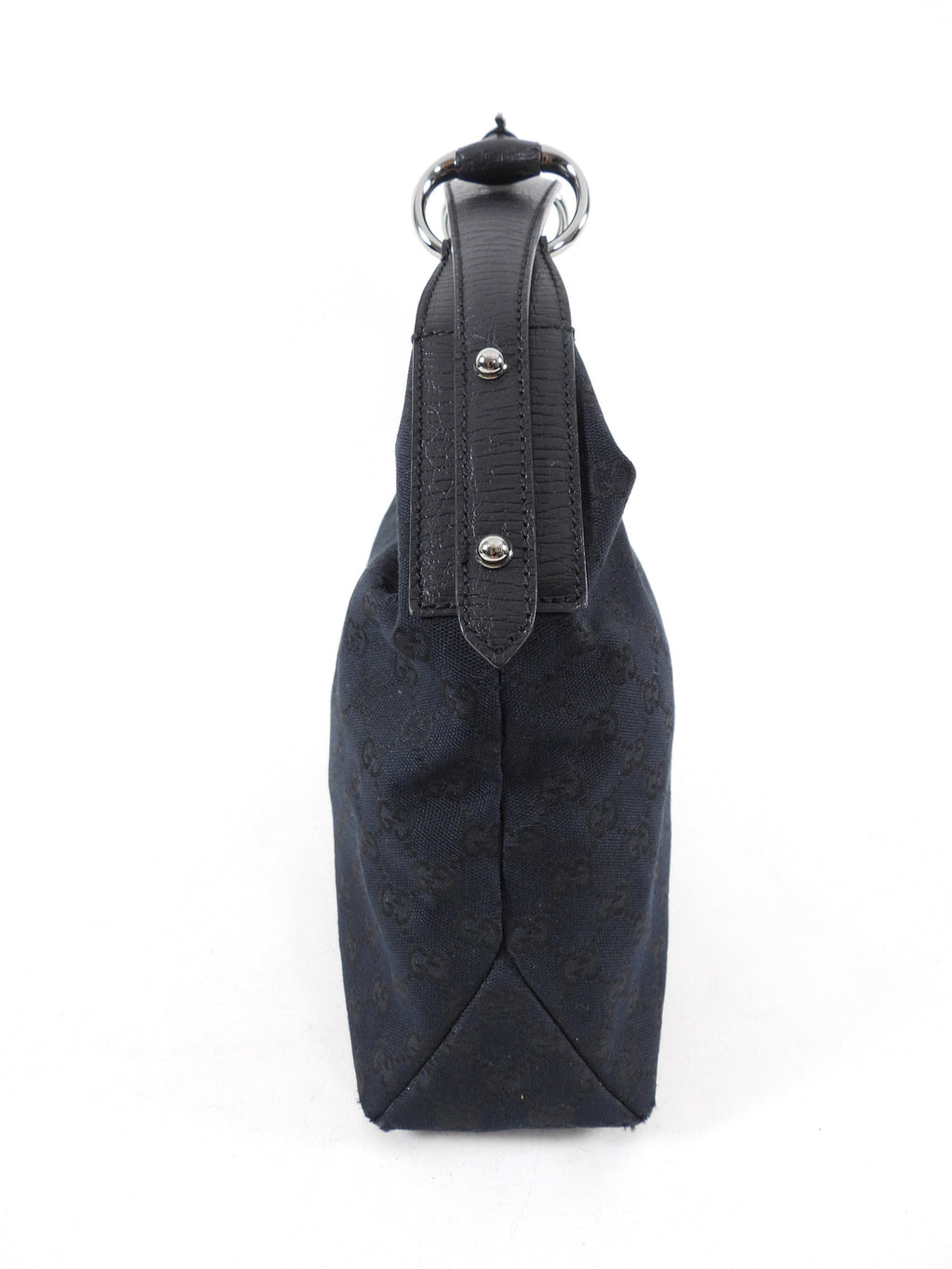 Gucci Black Monogram Canvas Horsebit Hobo Bag