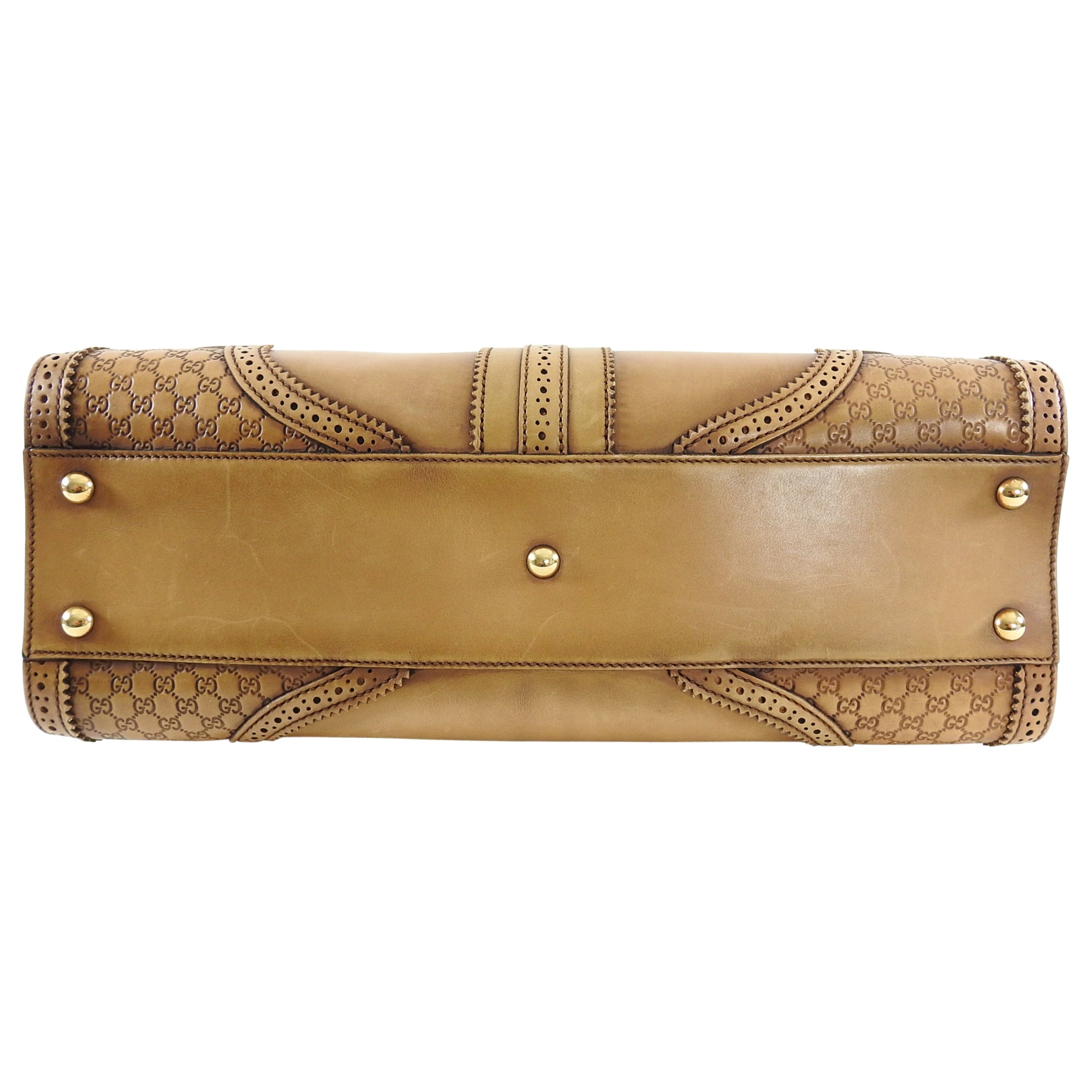 Gucci Brown Duilio Brogue Medium Hobo Bag