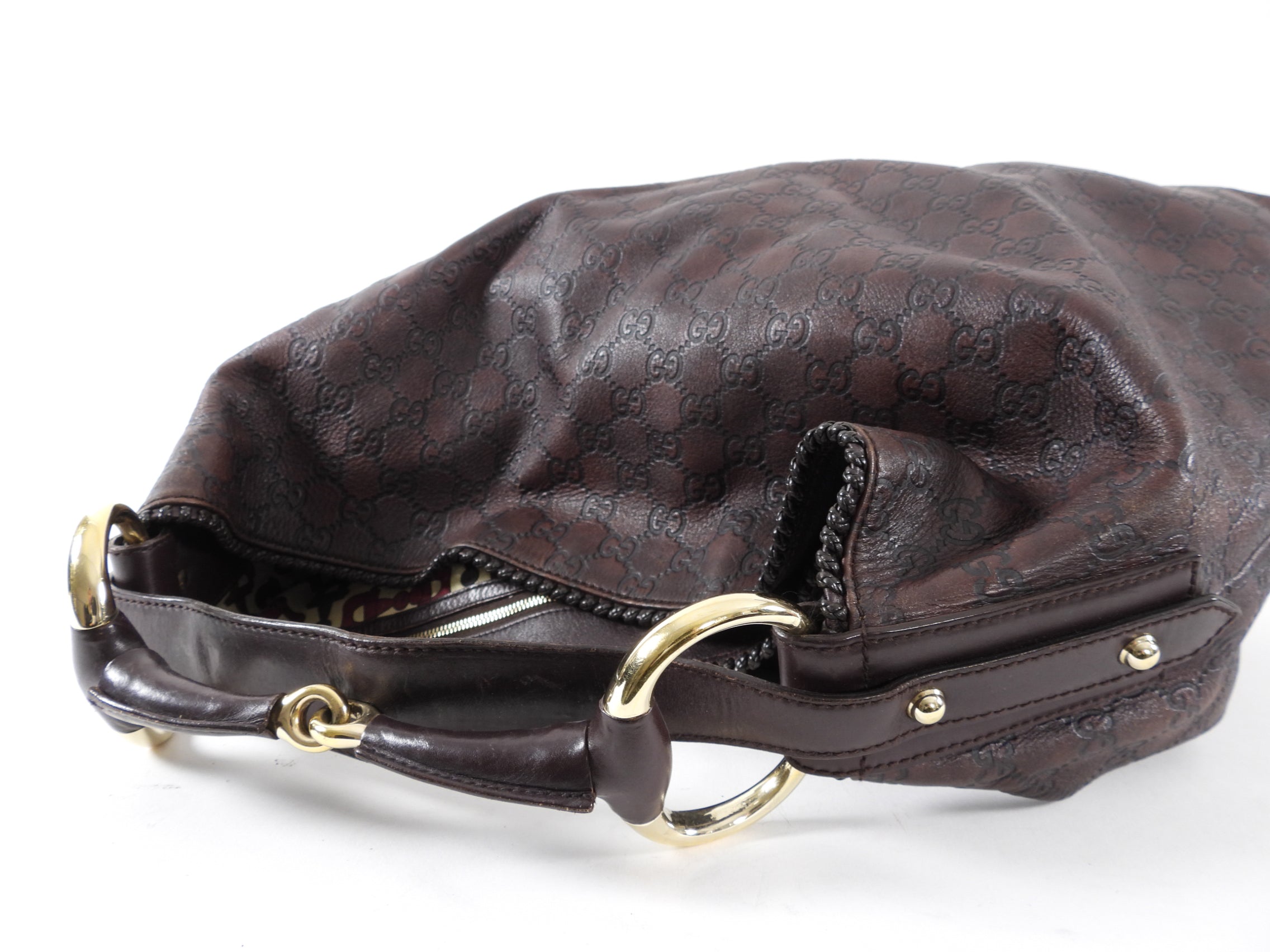 Gucci Guccissima Large Leather Horsebit Hobo Bag