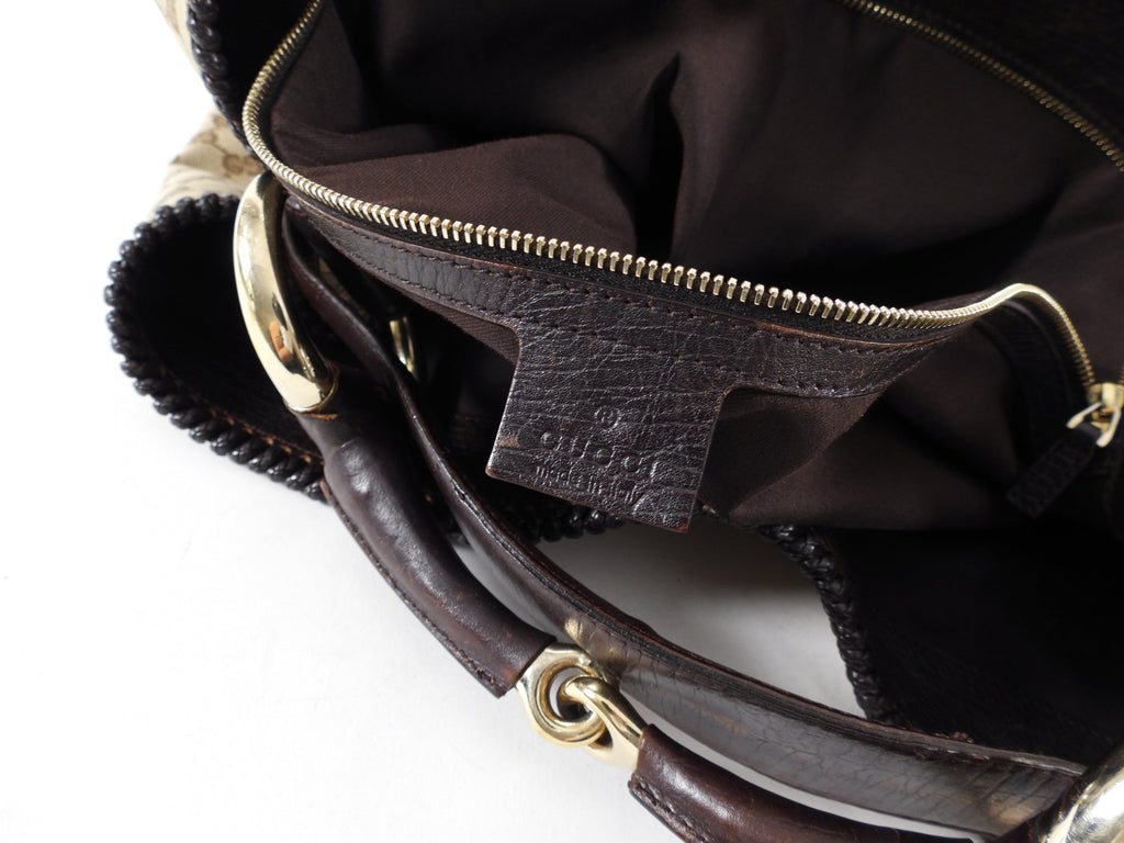 Gucci Monogram Canvas Horsebit Hobo XL Bag
