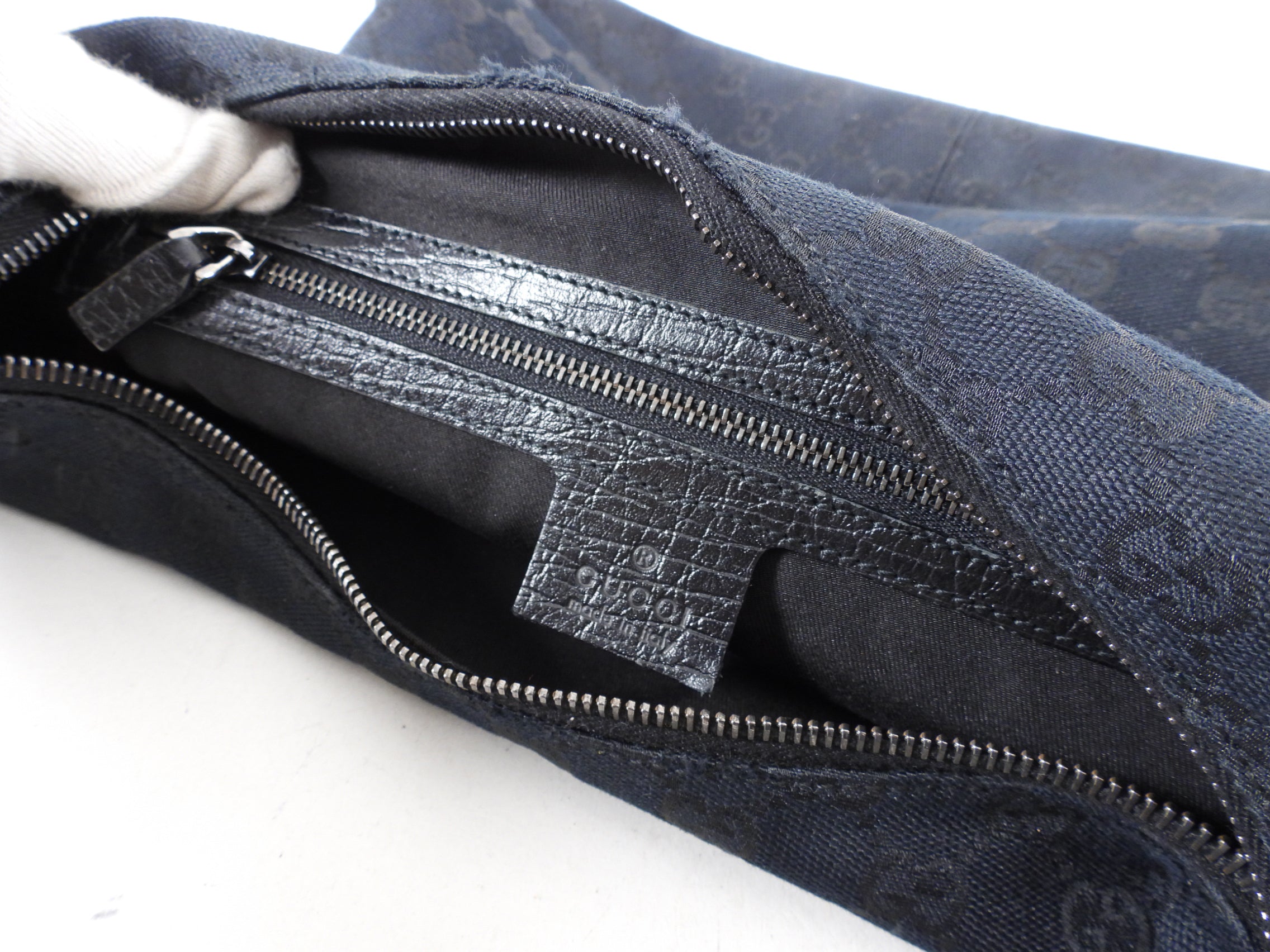 Gucci Black Monogram Canvas Horsebit Hobo Bag