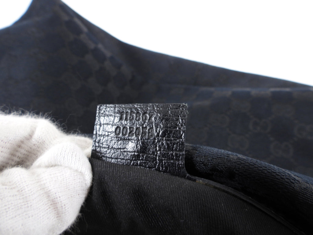 Gucci Black Monogram Canvas Horsebit Hobo Bag