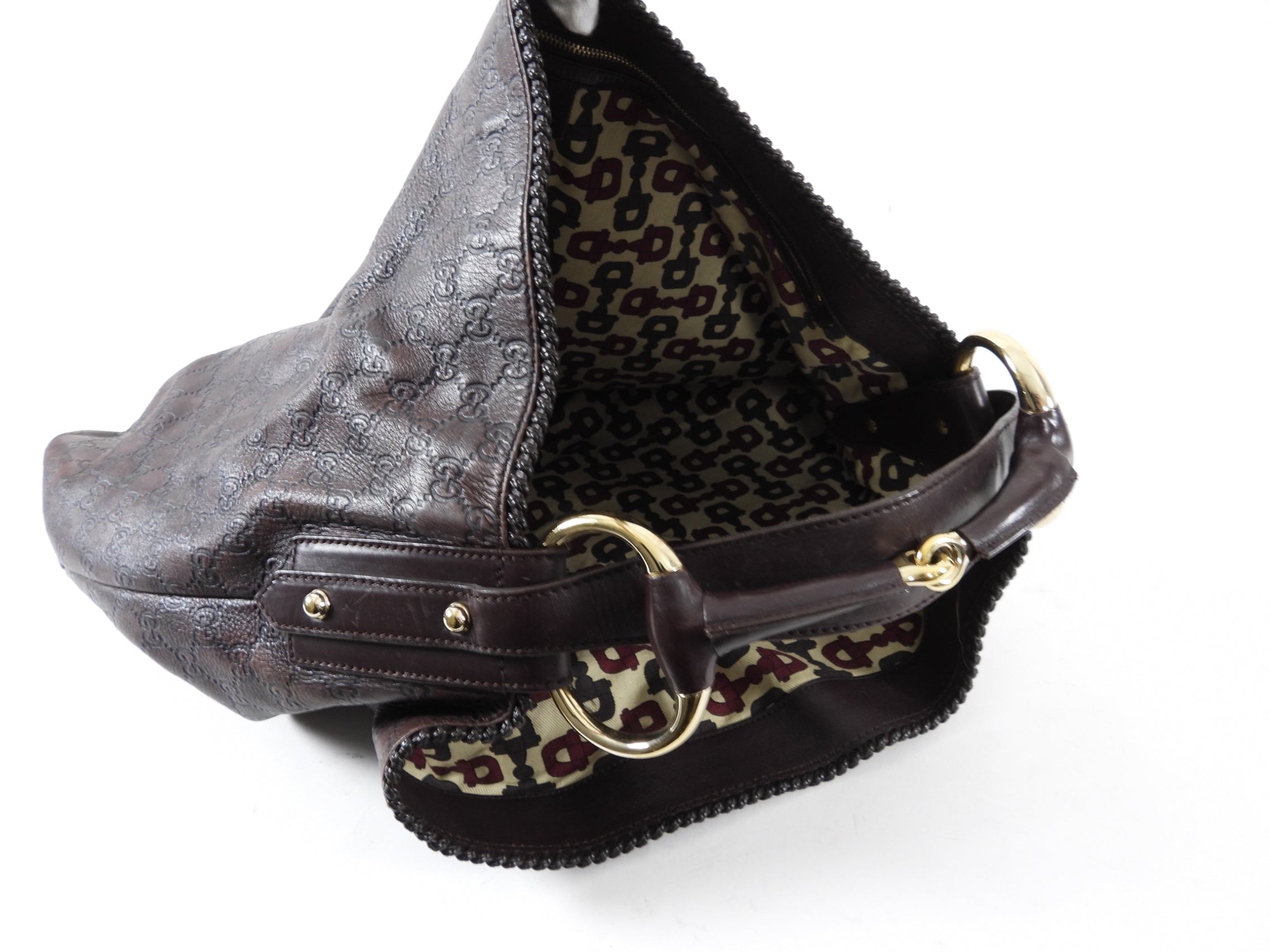 Gucci Guccissima Large Leather Horsebit Hobo Bag