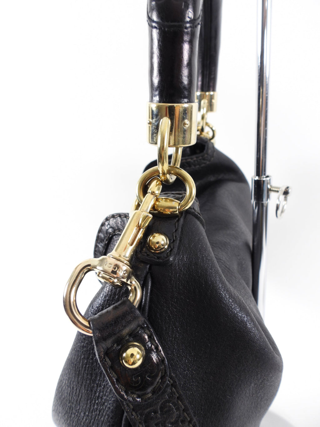 Gucci Black Indy Baboushka Medium Hobo Bamboo Tassel Bag