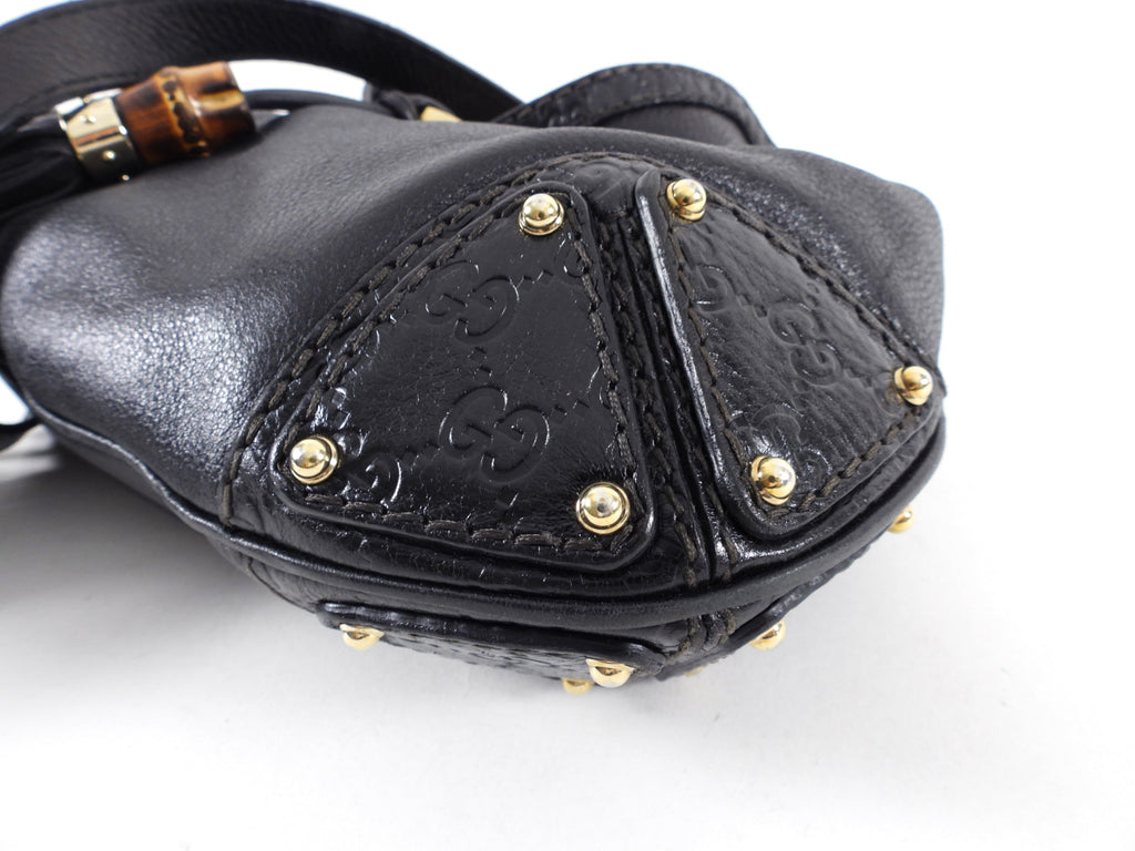 Gucci Black Indy Baboushka Medium Hobo Bamboo Tassel Bag