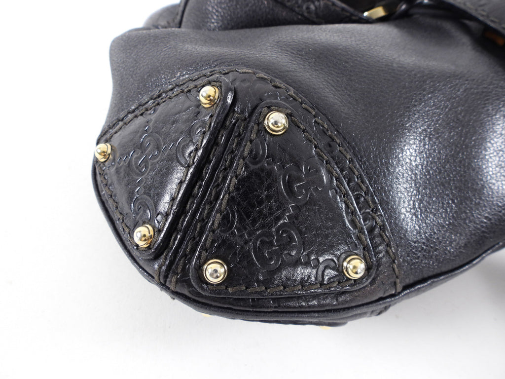 Gucci Black Indy Baboushka Medium Hobo Bamboo Tassel Bag