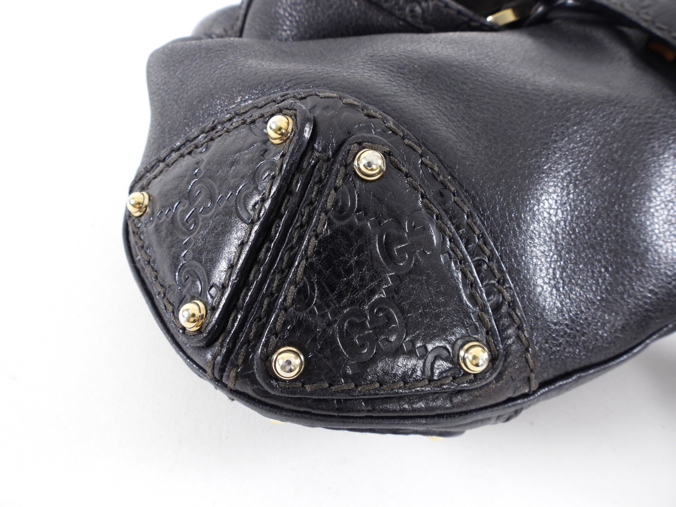 Gucci Black Indy Baboushka Medium Hobo Bamboo Tassel Bag