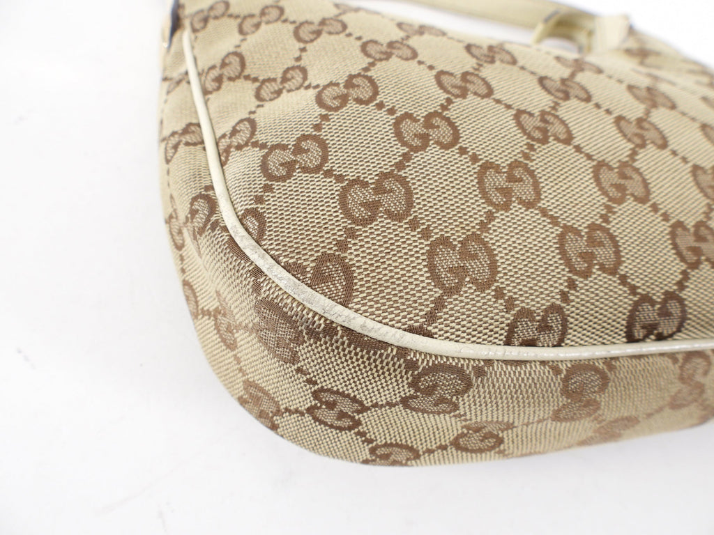Gucci Ivory Small Monogram Canvas Hobo Bag