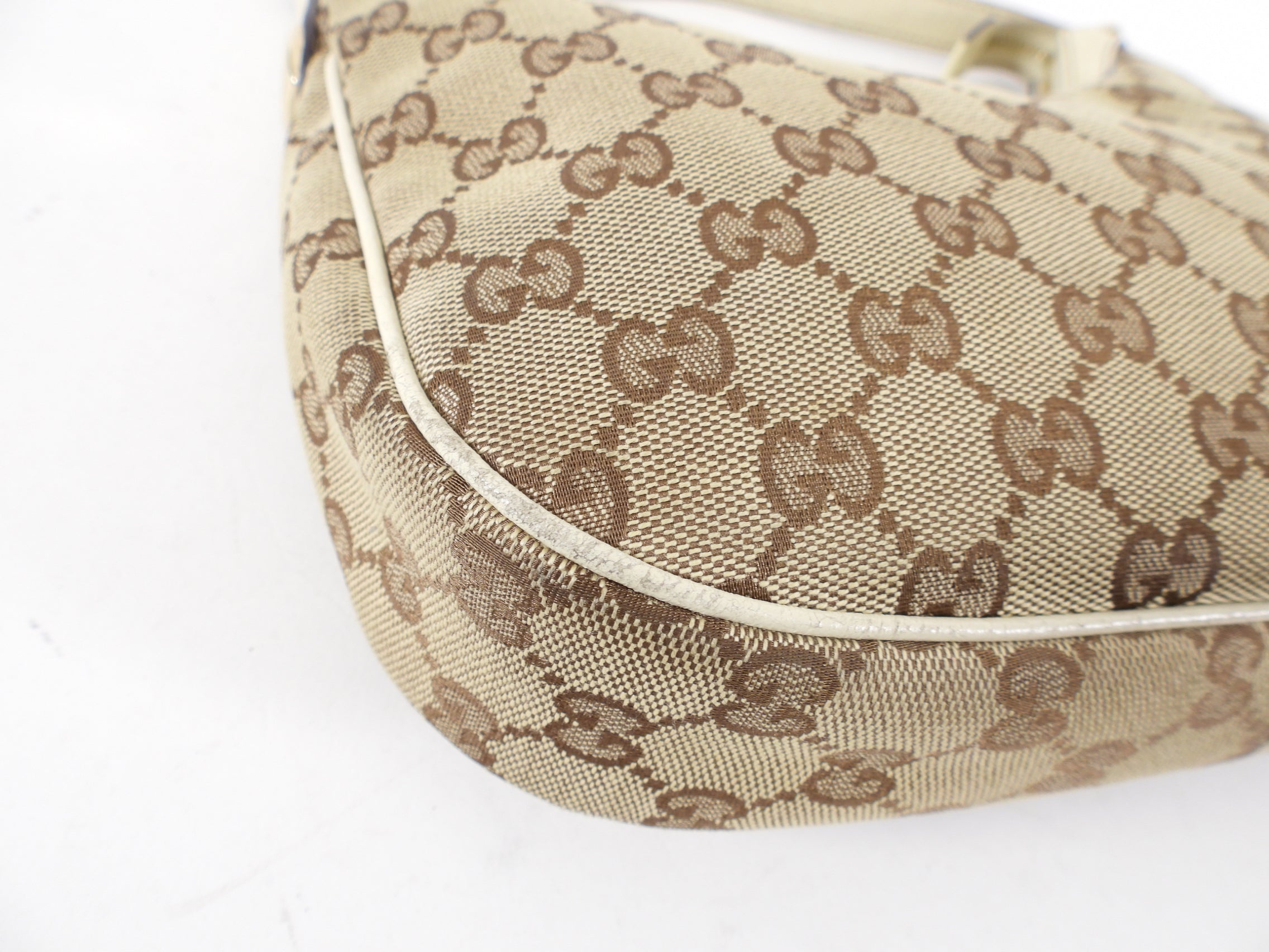 Gucci Ivory Small Monogram Canvas Hobo Bag