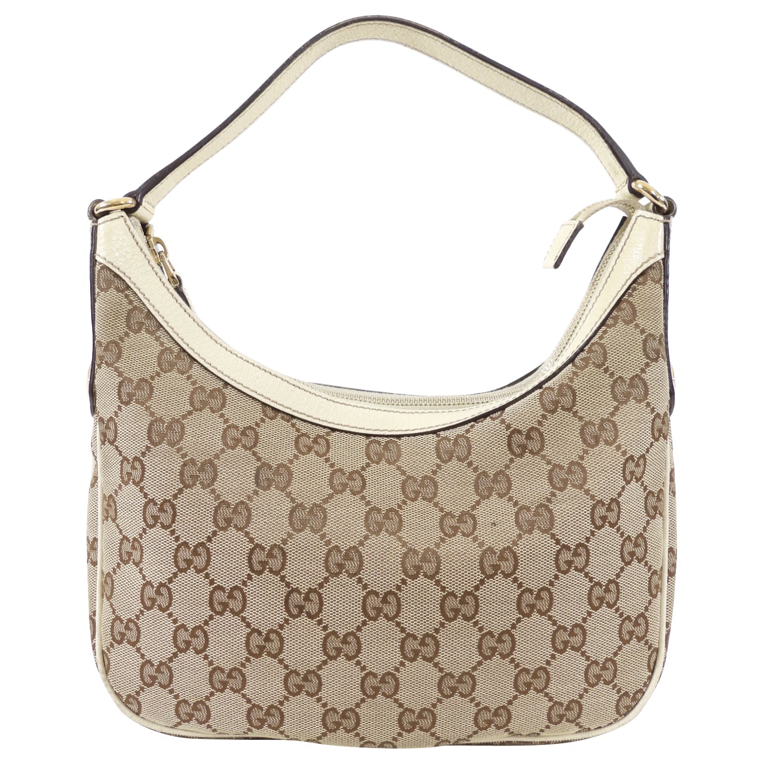 Gucci Ivory Small Monogram Canvas Hobo Bag