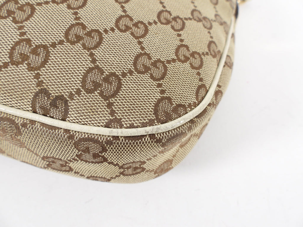 Gucci Ivory Small Monogram Canvas Hobo Bag