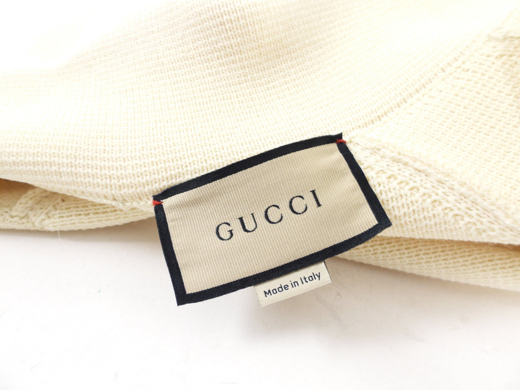 Gucci Ivory Wool Knit Jersey Sweater Jacket - L (8/10)