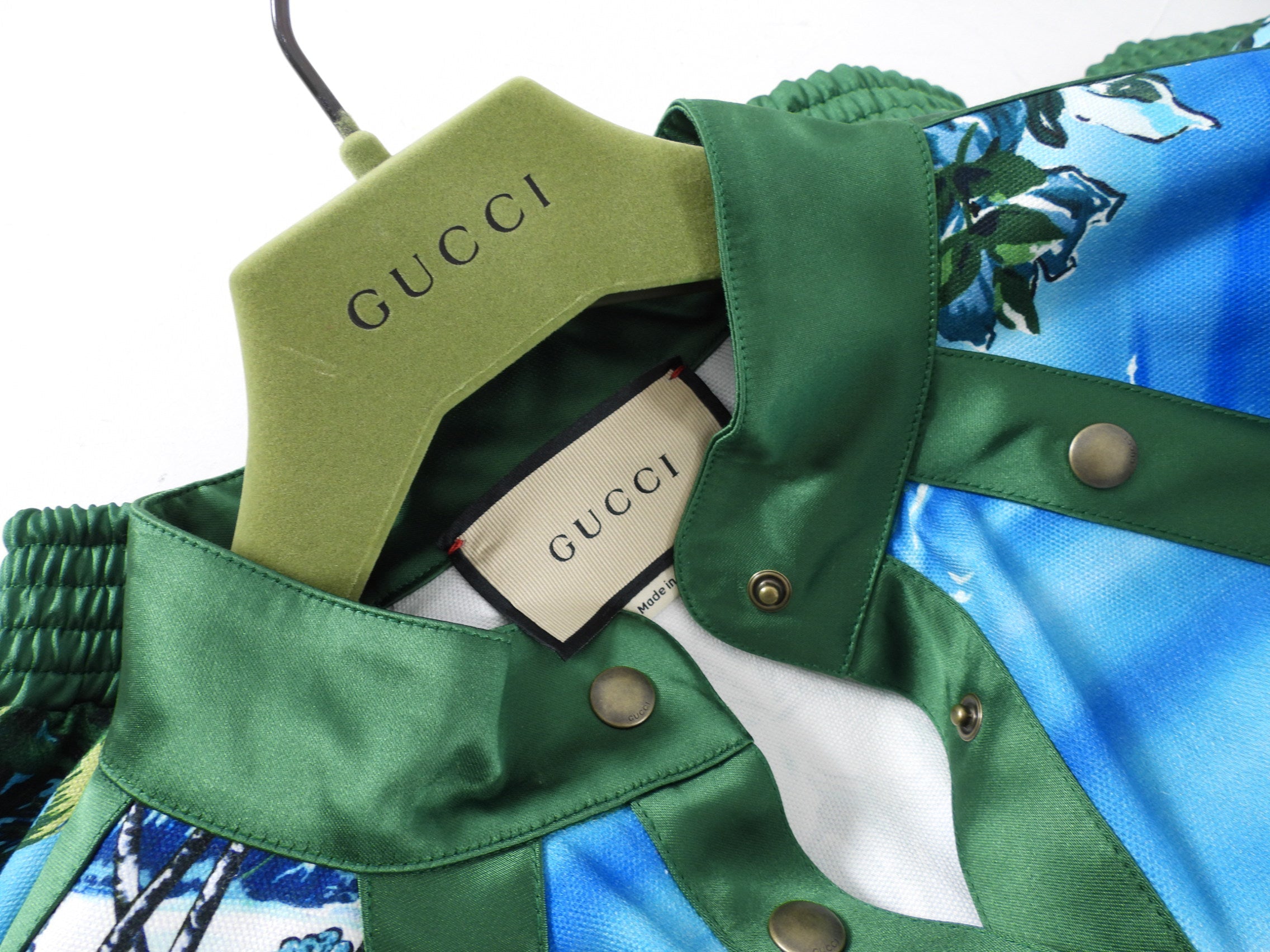 Gucci Blue and Green Los Angeles Souvenir Palm Tree Snap Jacket - S / M