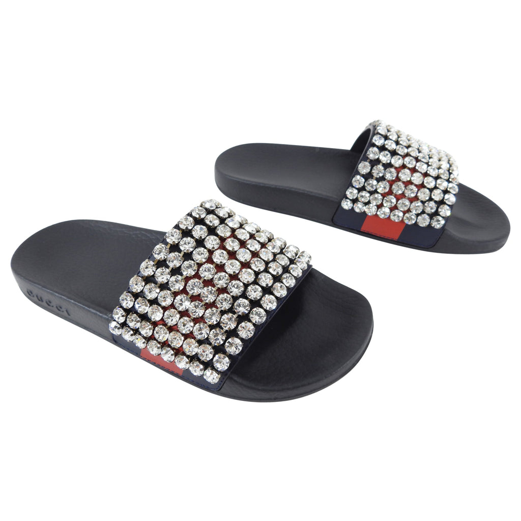 Gucci Crystal Strass Rubber Pool Slide - 37
