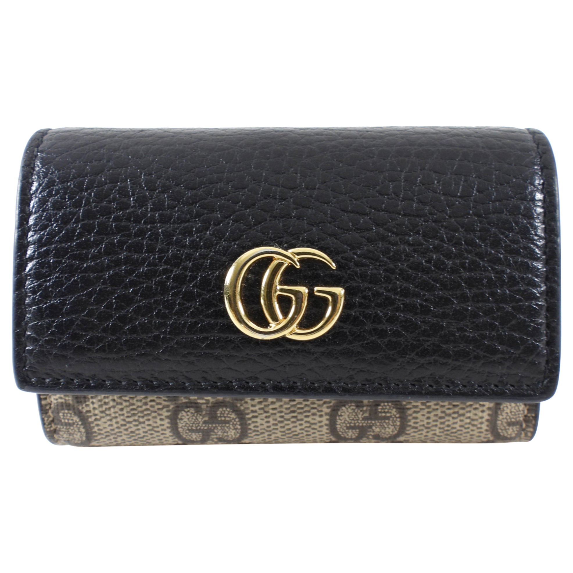 Gucci Black Leather and Monogram Canvas 6 Keyholder