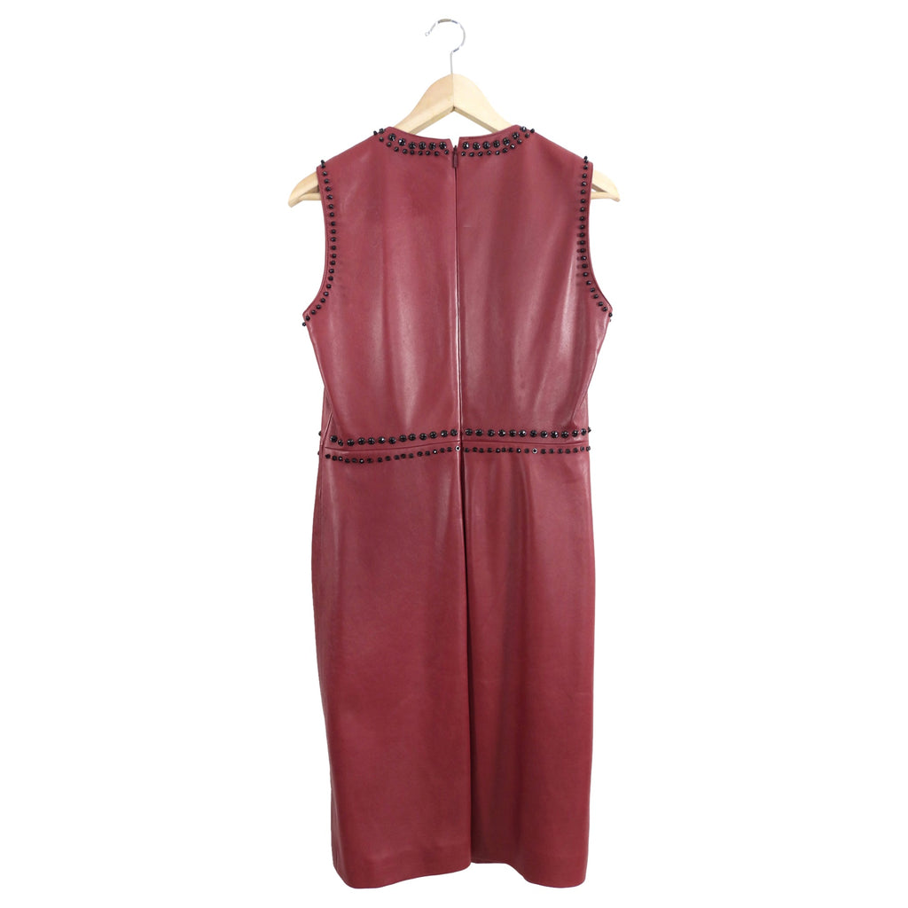 Gucci Burgundy Leather Embellished Dress - M / 8