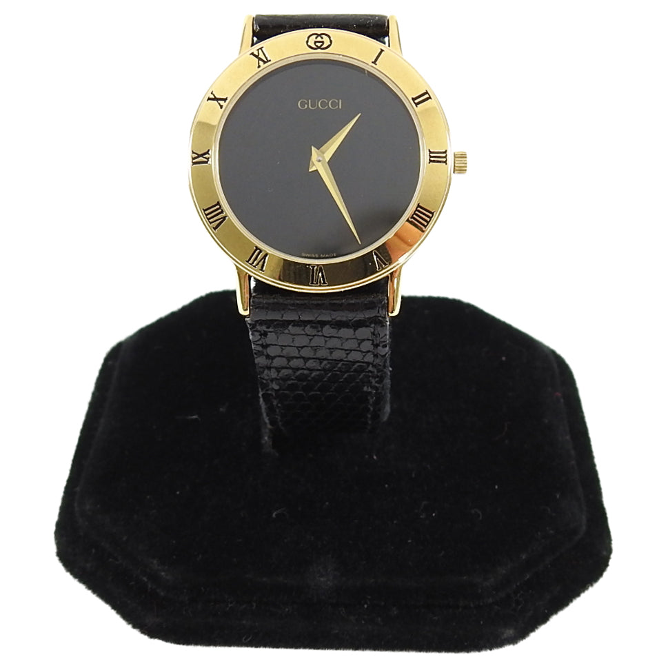 Gucci Vintage Black and Gold 3000.2.M Watch