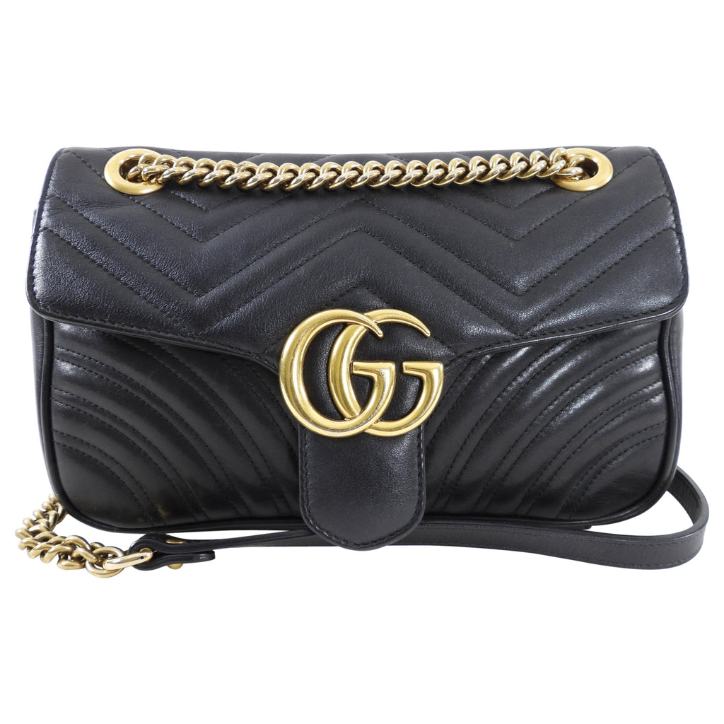 Gucci Marmont Matelasse Black Small Leather Flap Bag
