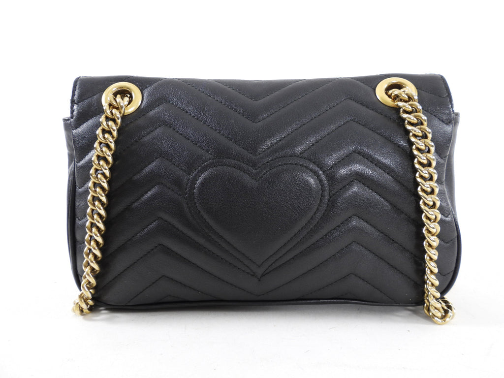 Gucci Marmont Matelasse Black Small Leather Flap Bag