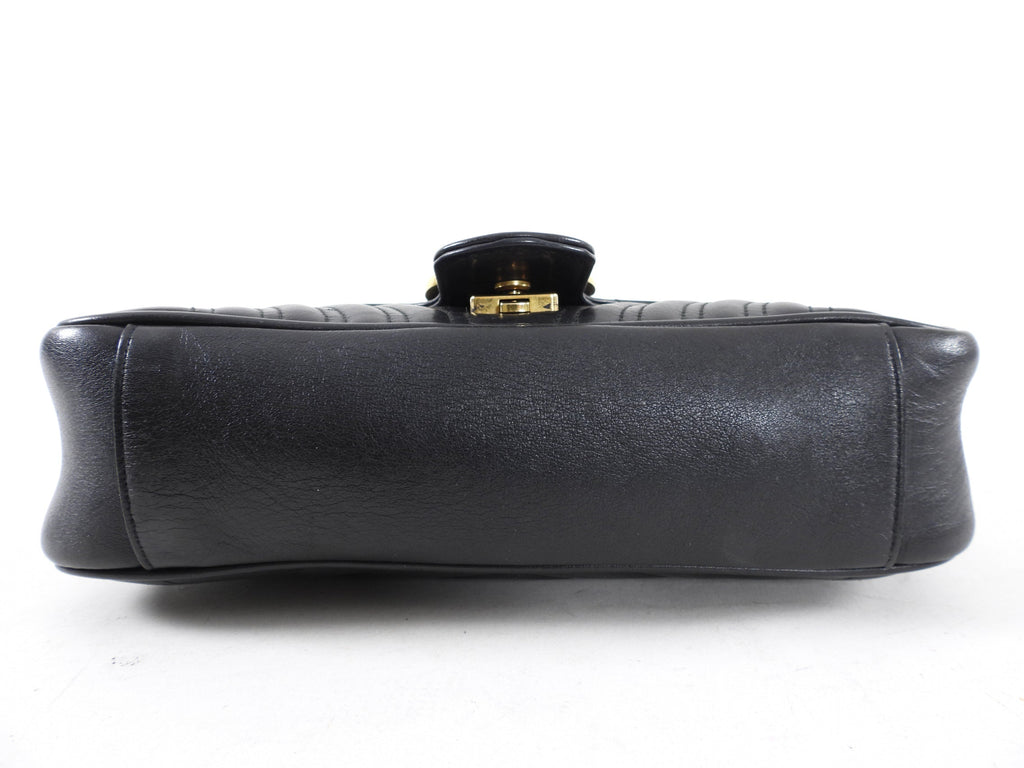 Gucci Marmont Matelasse Black Small Leather Flap Bag
