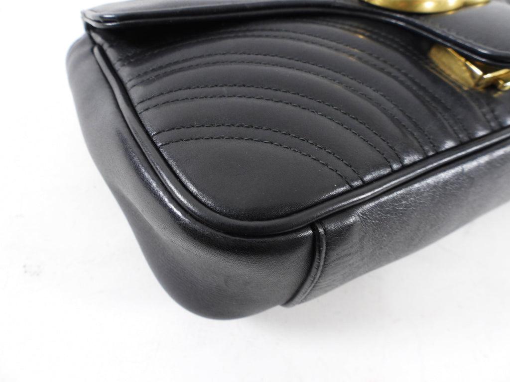 Gucci Marmont Matelasse Black Small Leather Flap Bag