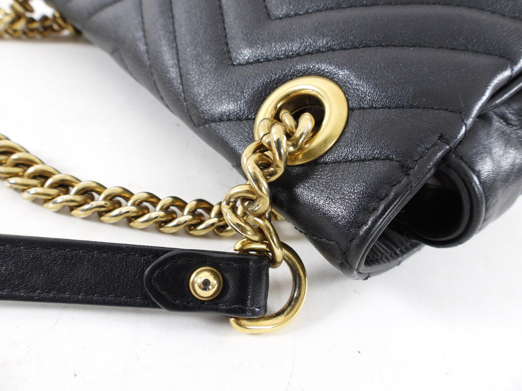 Gucci Marmont Matelasse Black Small Leather Flap Bag