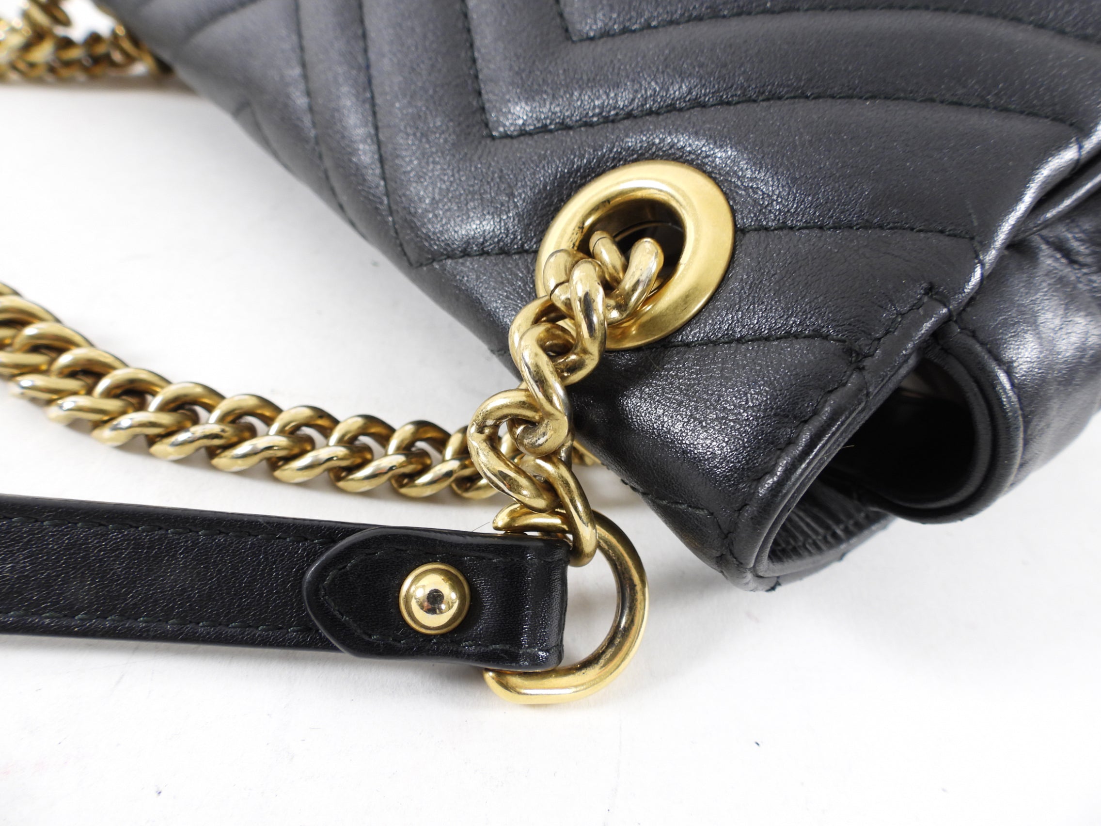 Gucci Marmont Matelasse Black Small Leather Flap Bag