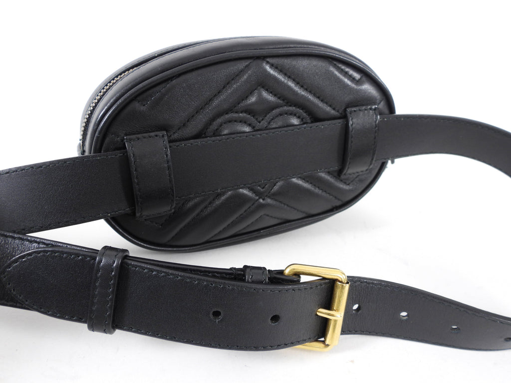 Gucci Black Matelasse Leather Marmont Belt Bag - 85 / 34