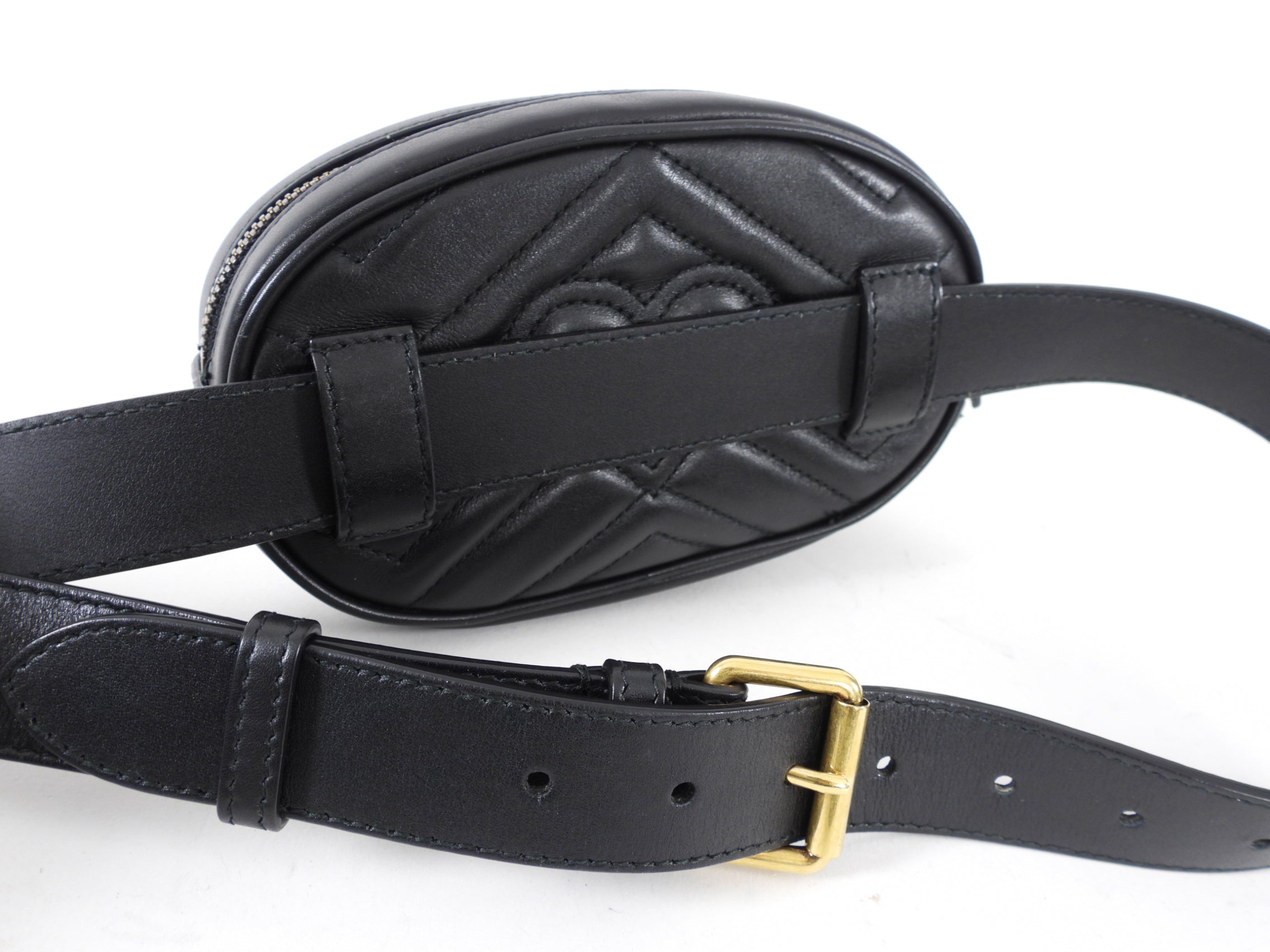 Gucci Black Matelasse Leather Marmont Belt Bag - 85 / 34