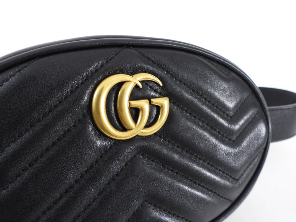 Gucci Black Matelasse Leather Marmont Belt Bag - 85 / 34
