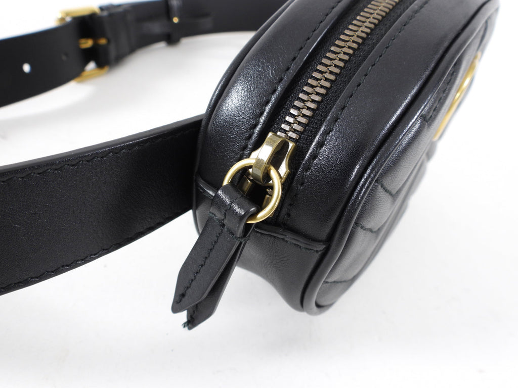 Gucci Black Matelasse Leather Marmont Belt Bag - 85 / 34