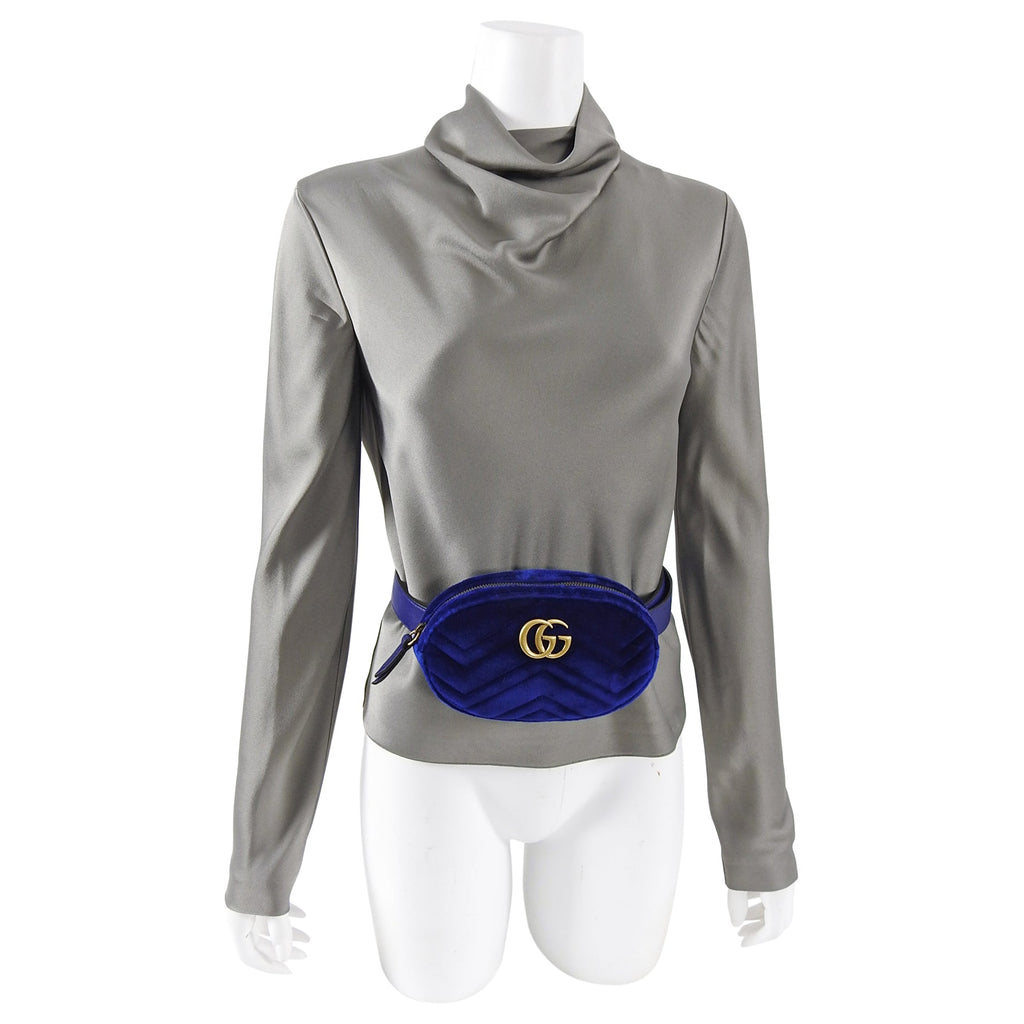 Gucci Velvet Marmont Belt Bag Royal Blue - 85 / 34