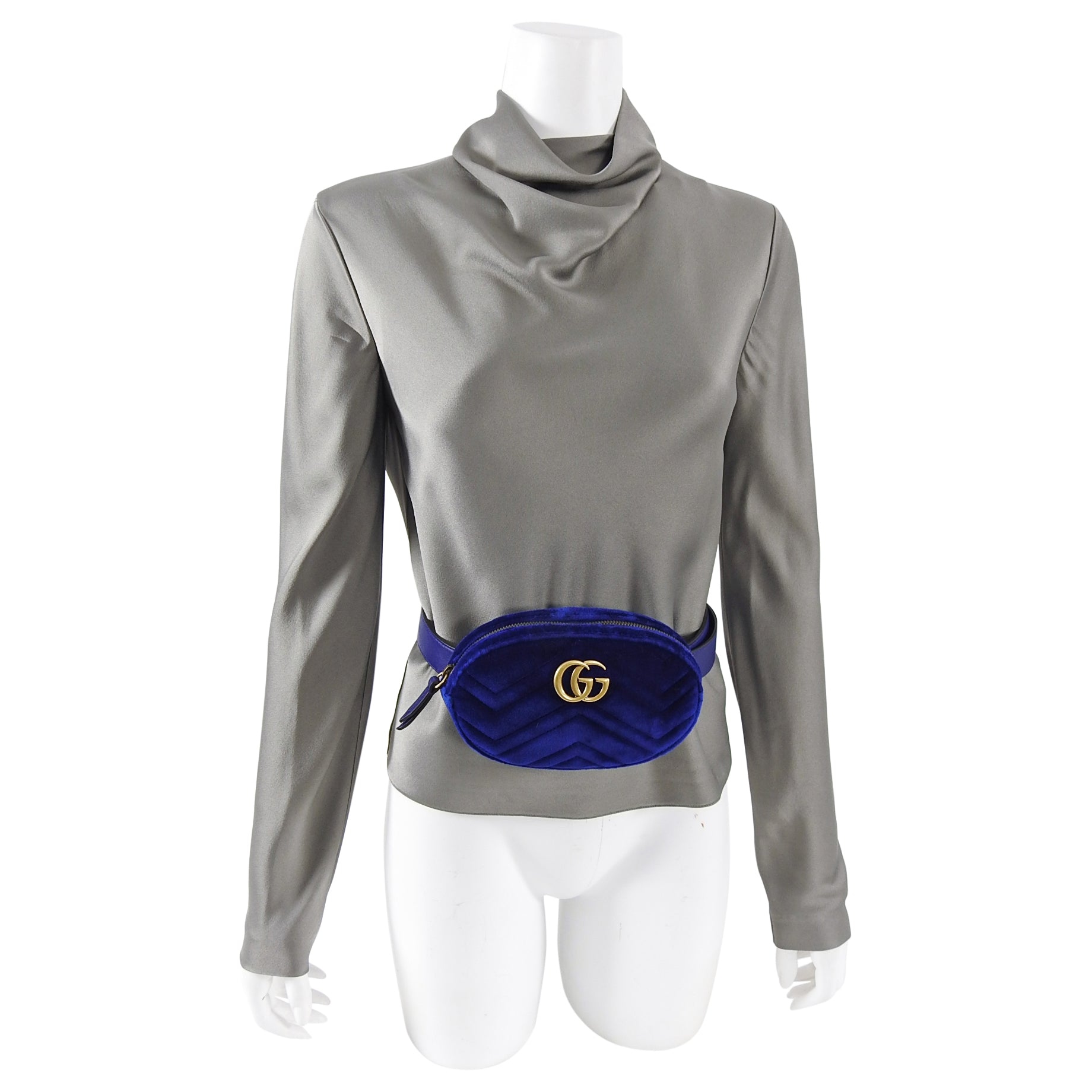Gucci Velvet Marmont Belt Bag Royal Blue - 85 / 34