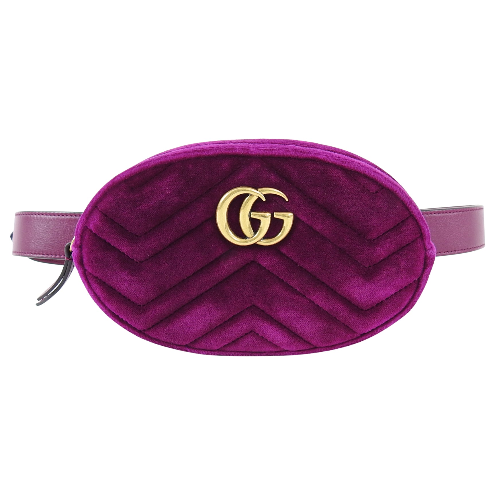 Gucci Velvet Marmont Belt Bag Magenta Purple - 85 / 34