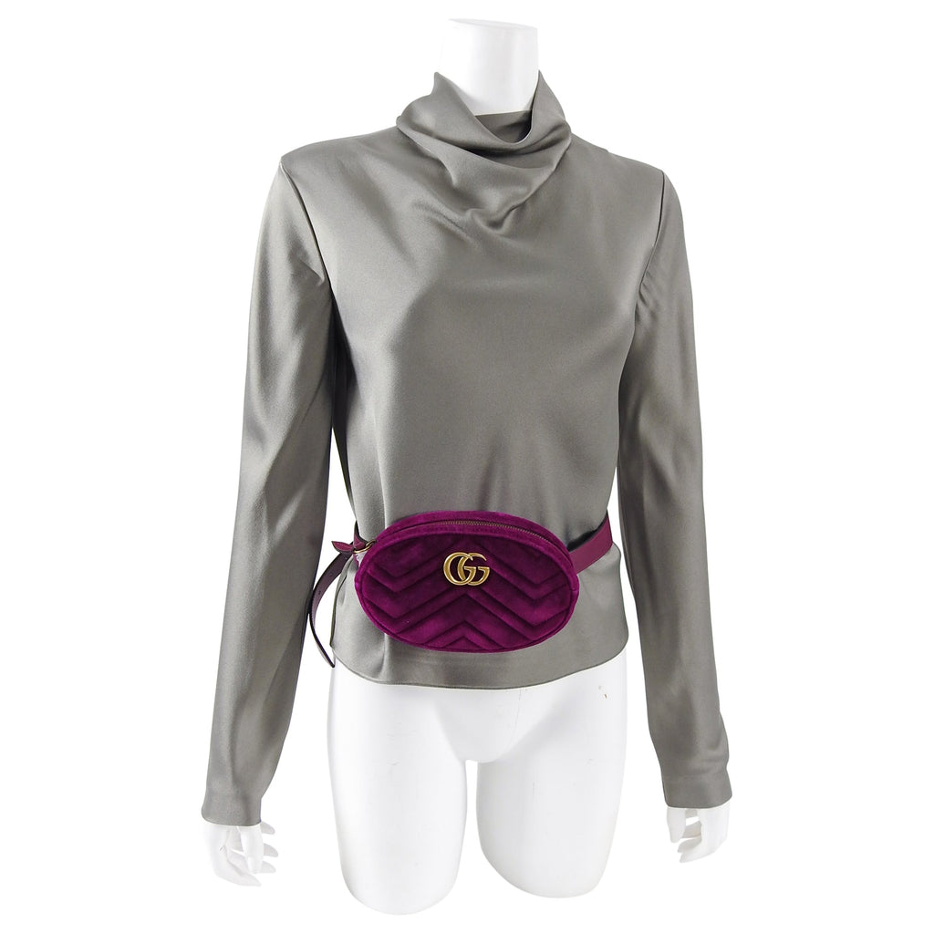 Gucci Velvet Marmont Belt Bag Magenta Purple - 85 / 34