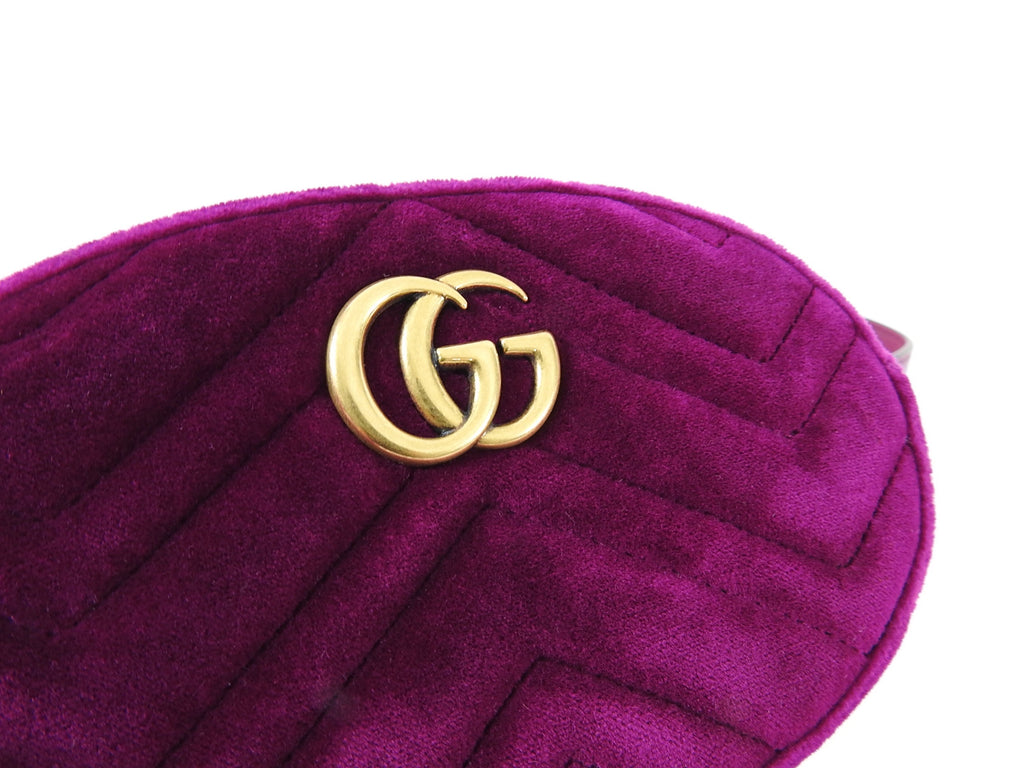 Gucci Velvet Marmont Belt Bag Magenta Purple - 85 / 34