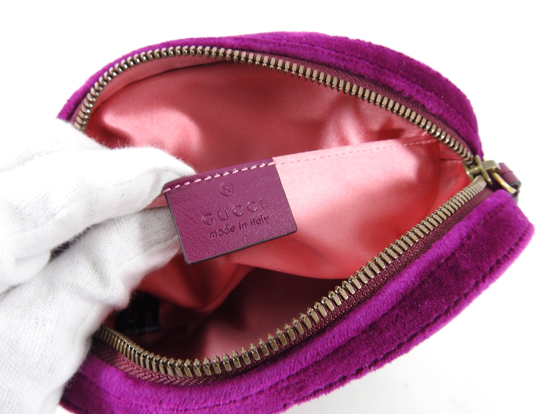 Gucci Velvet Marmont Belt Bag Magenta Purple - 85 / 34